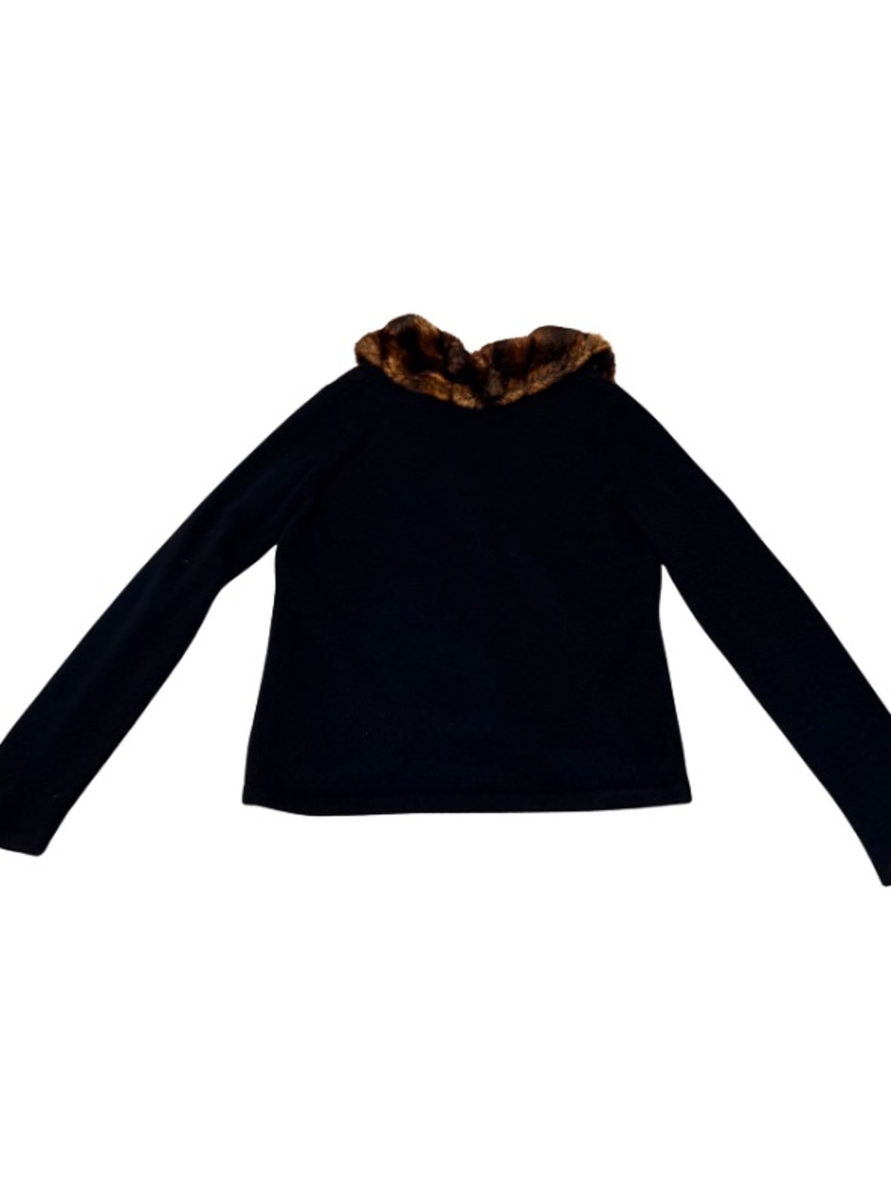 Lauren Ralph Lauren Brown Faux Fur Collar Cable Knit Cardigan - Picture 6 of 10